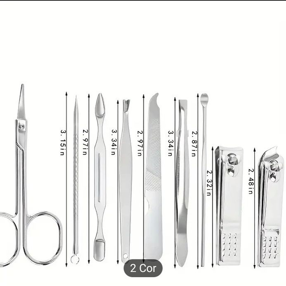 Conjunto de Manicure e pedicure com 9 peças, disponível em 2 cores. 4