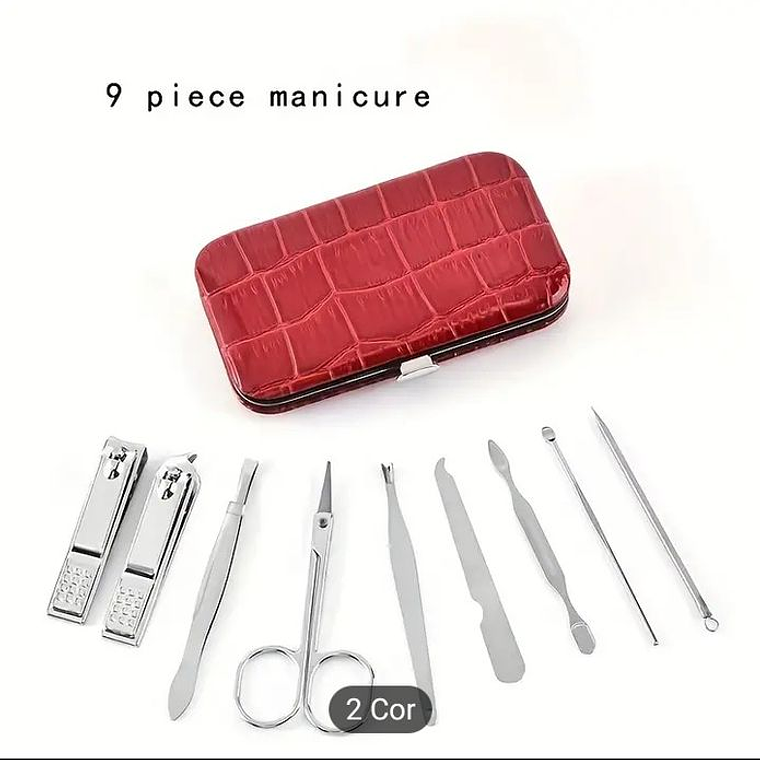 Conjunto de Manicure e pedicure com 9 peças, disponível em 2 cores. 5