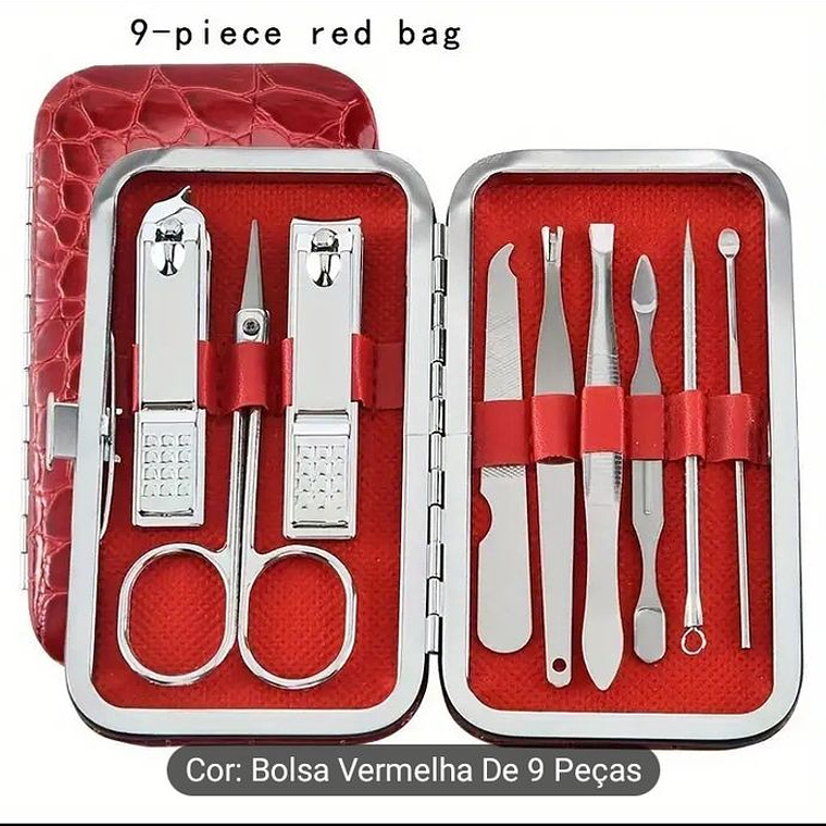 Conjunto de Manicure e pedicure com 9 peças, disponível em 2 cores. 7