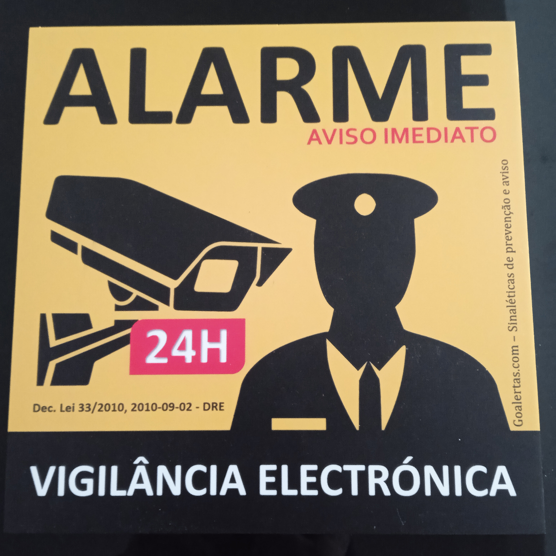 Placas de aviso de alarme em PVC 8