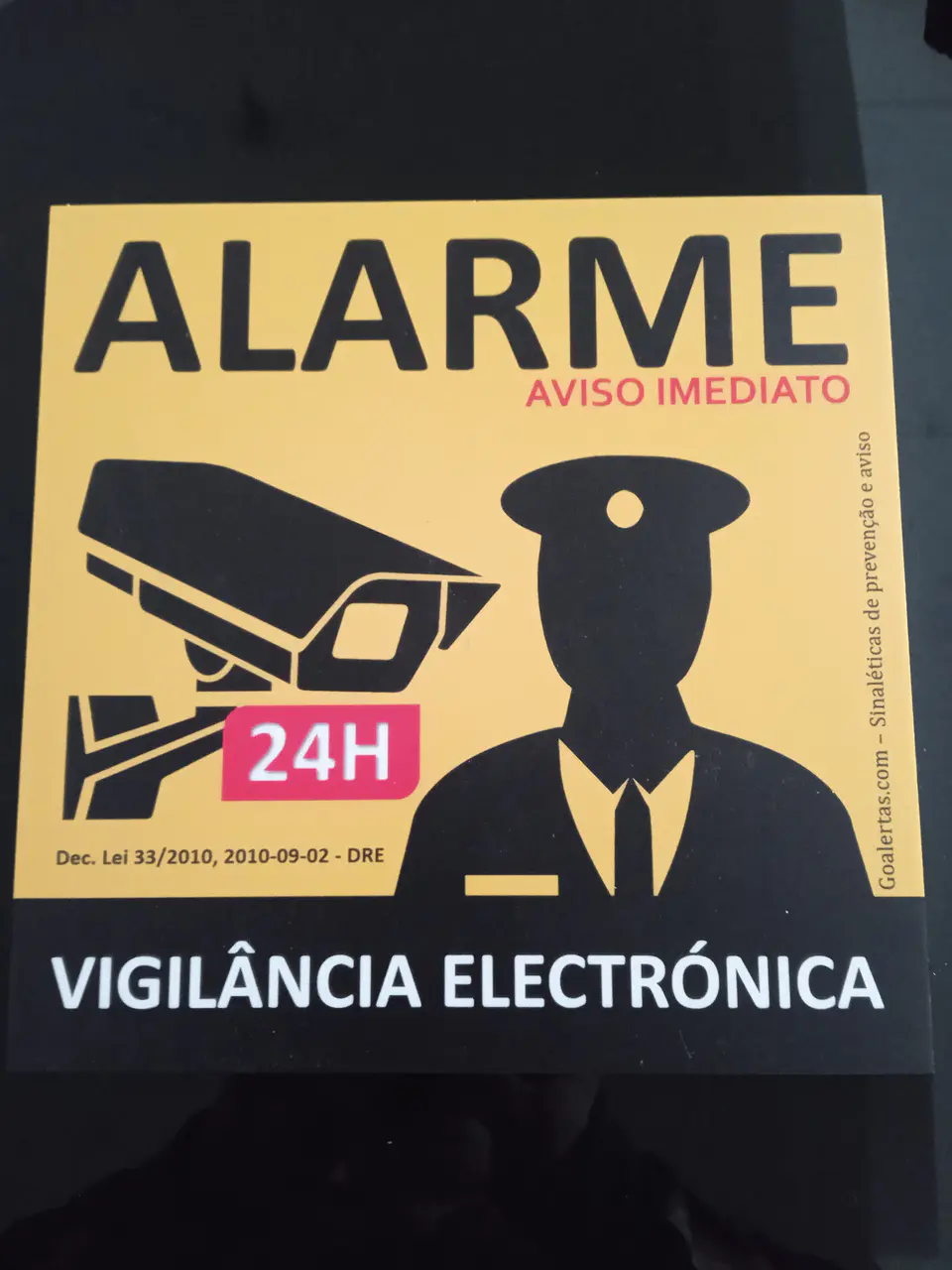 Placas de aviso de alarme em PVC 8