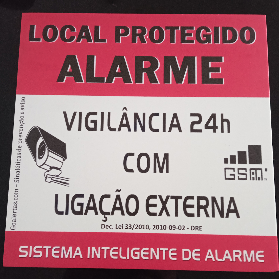 Placas de aviso de alarme em PVC 9