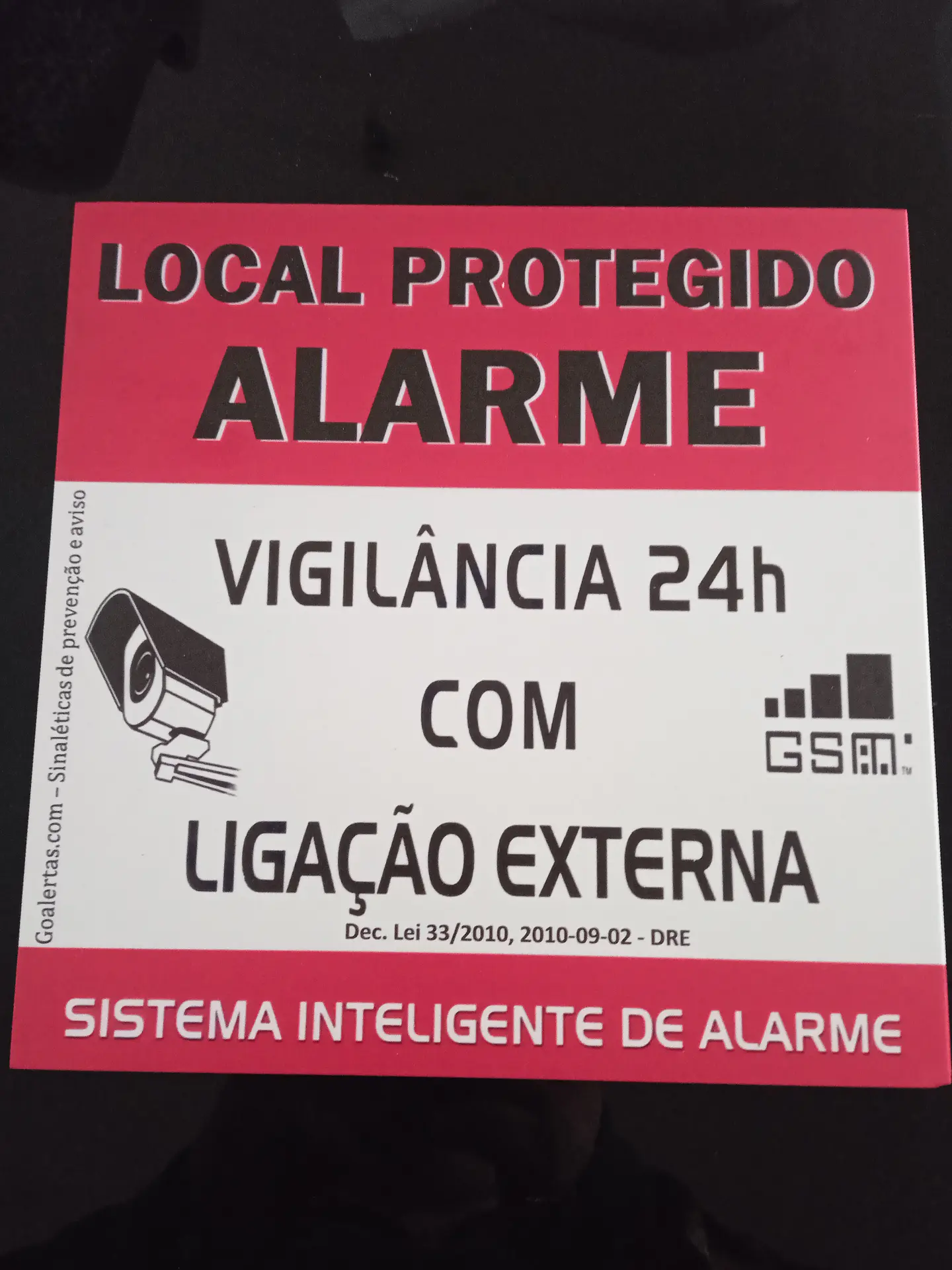 Placas de aviso de alarme em PVC 9
