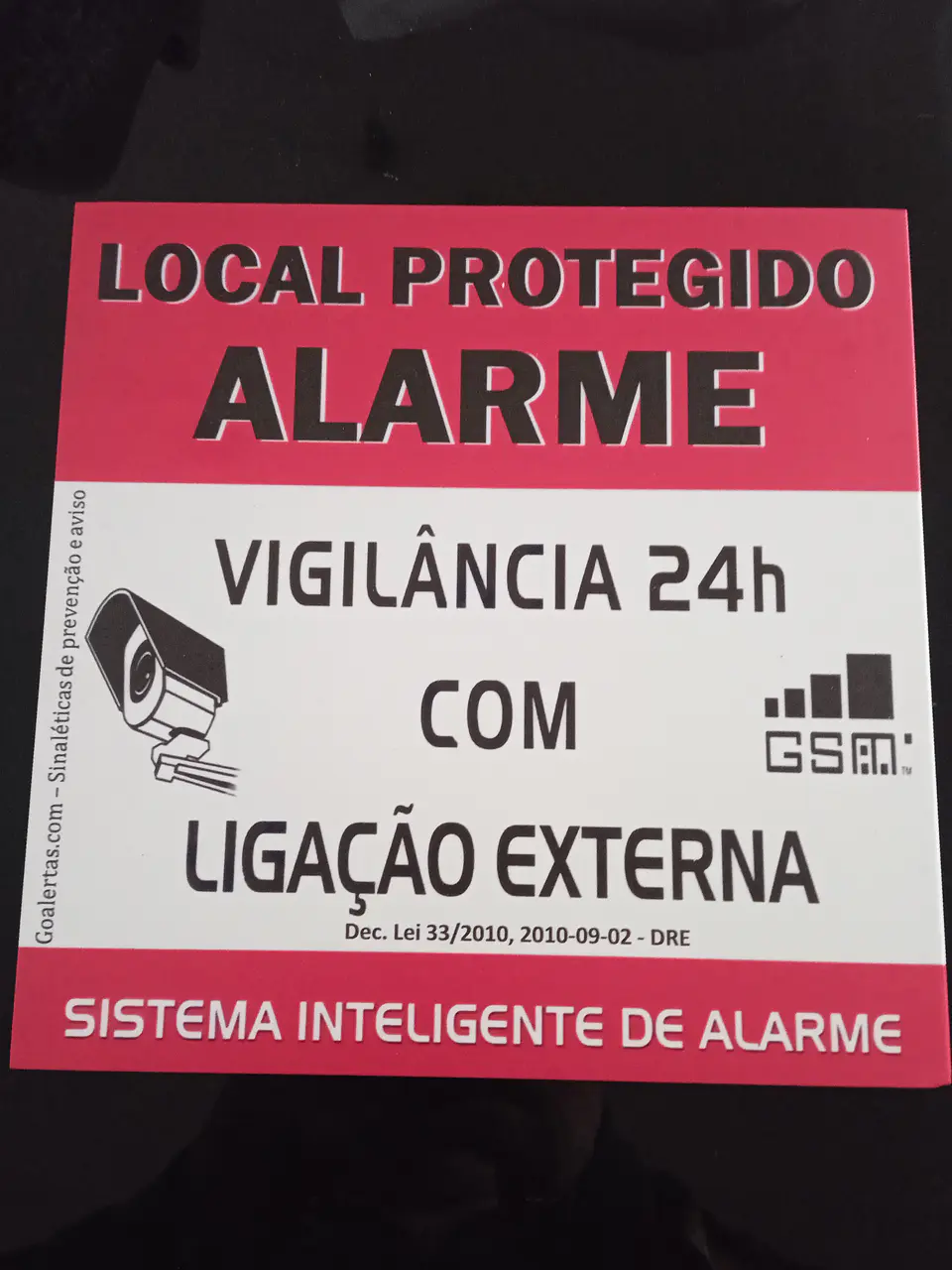 Placas de aviso de alarme em PVC 9