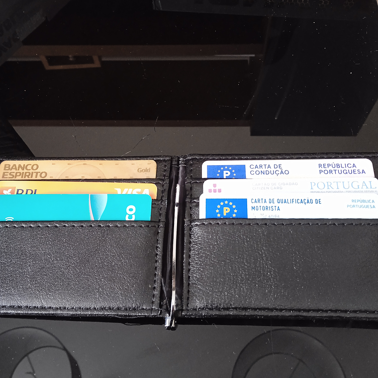 Porta cartões RFDI com porta notas e moedas 2