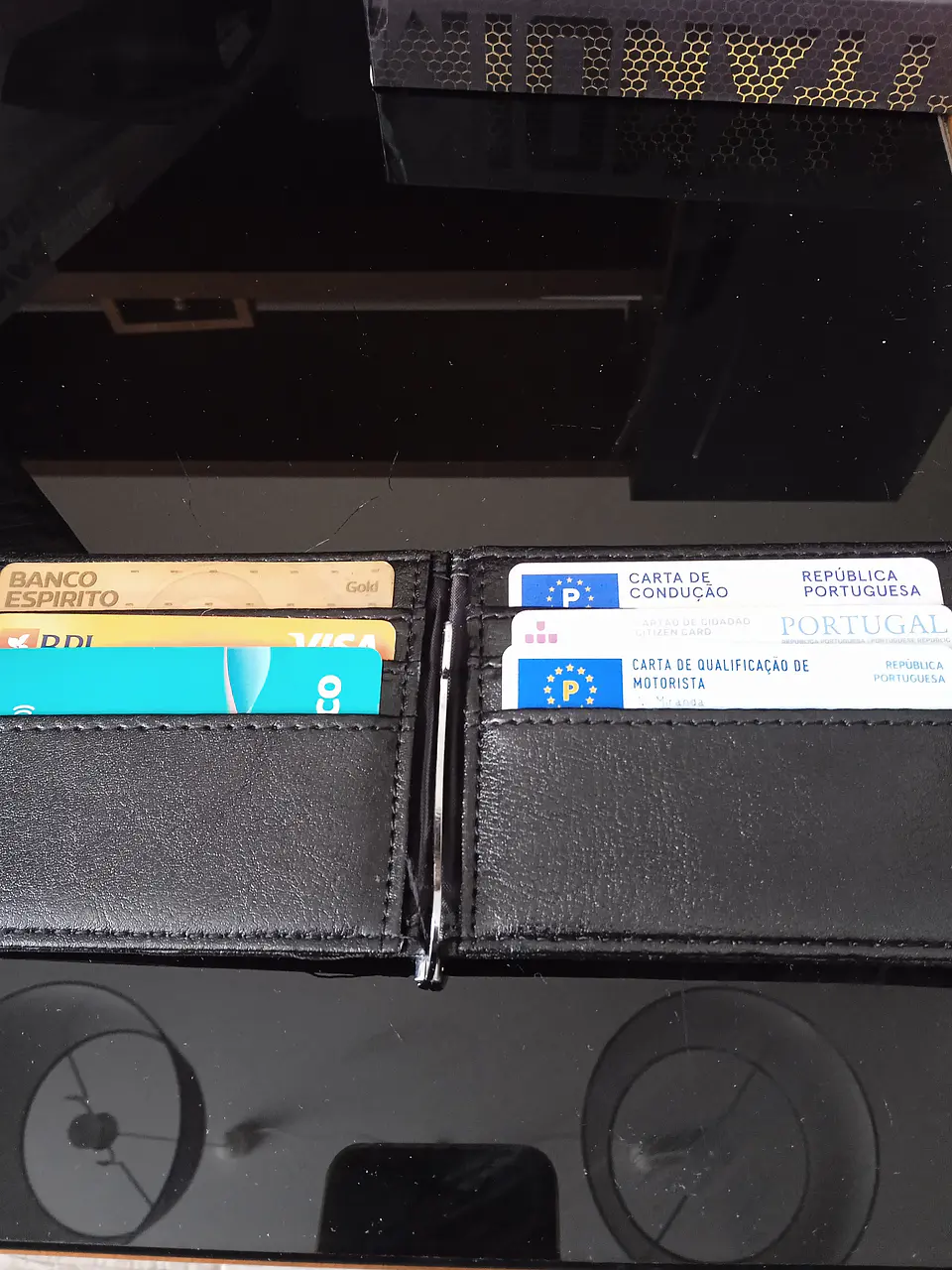 Porta cartões RFDI com porta notas e moedas 2