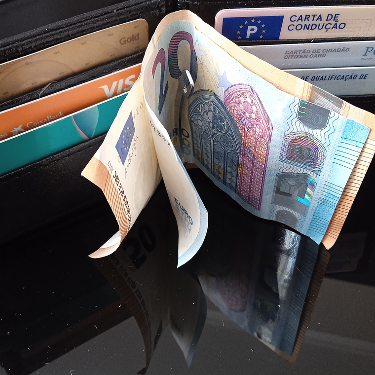 Porta cartões RFDI com porta notas e moedas 1