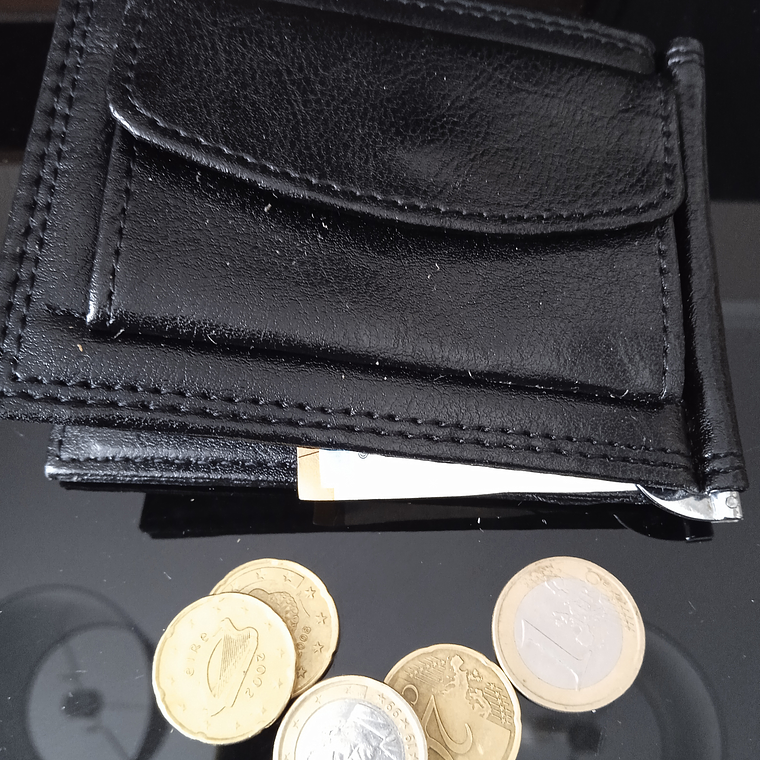 Porta cartões RFDI com porta notas e moedas 6