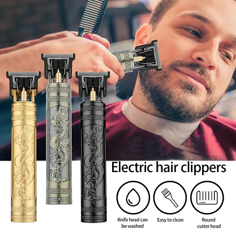 Máquina de cortar cabelo e barba tipo vintage T9, carregamento por USB