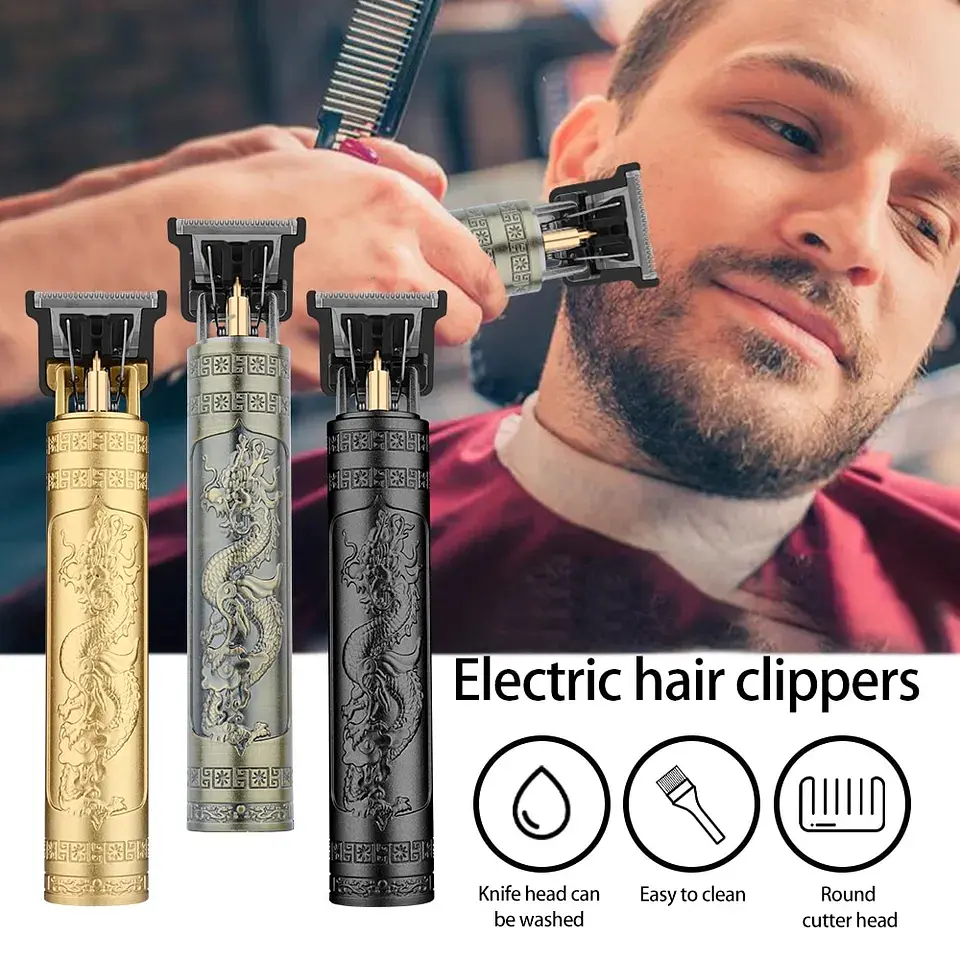Máquina de cortar cabelo e barba tipo vintage T9, carregamento por USB 1