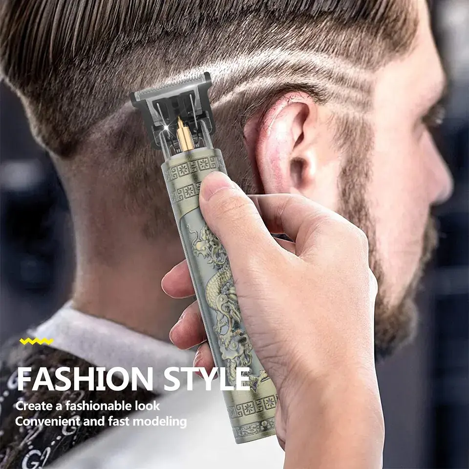 Máquina de cortar cabelo e barba tipo vintage T9, carregamento por USB 2