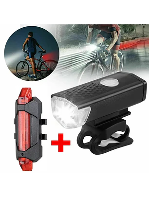 KIT FAROL BIKE FRONTAL + LANTERNA PISCA TRASEIRO LED Recarregável a  PROVA d'Água