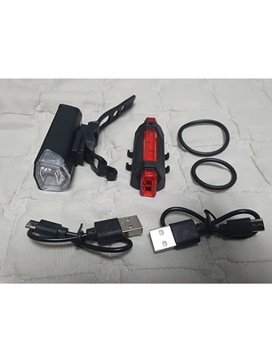 KIT FAROL BIKE FRONTAL + LANTERNA PISCA TRASEIRO LED Recarregável a  PROVA d'Água
