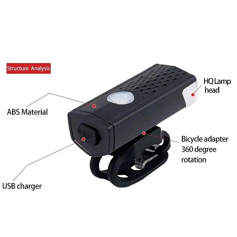 KIT FAROL BIKE FRONTAL + LANTERNA PISCA TRASEIRO LED Recarregável a  PROVA d'Água 6