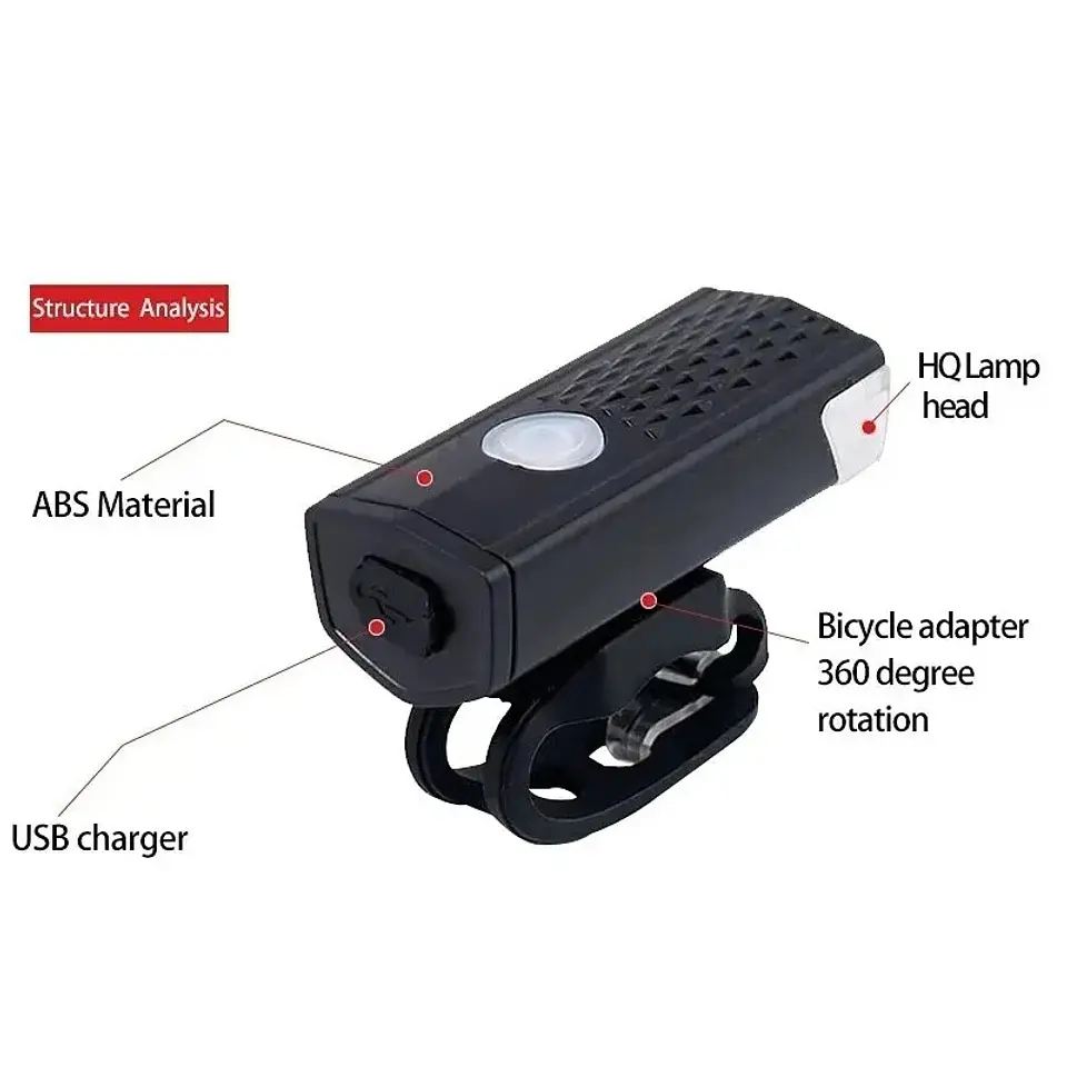 KIT FAROL BIKE FRONTAL + LANTERNA PISCA TRASEIRO LED Recarregável a  PROVA d'Água 6