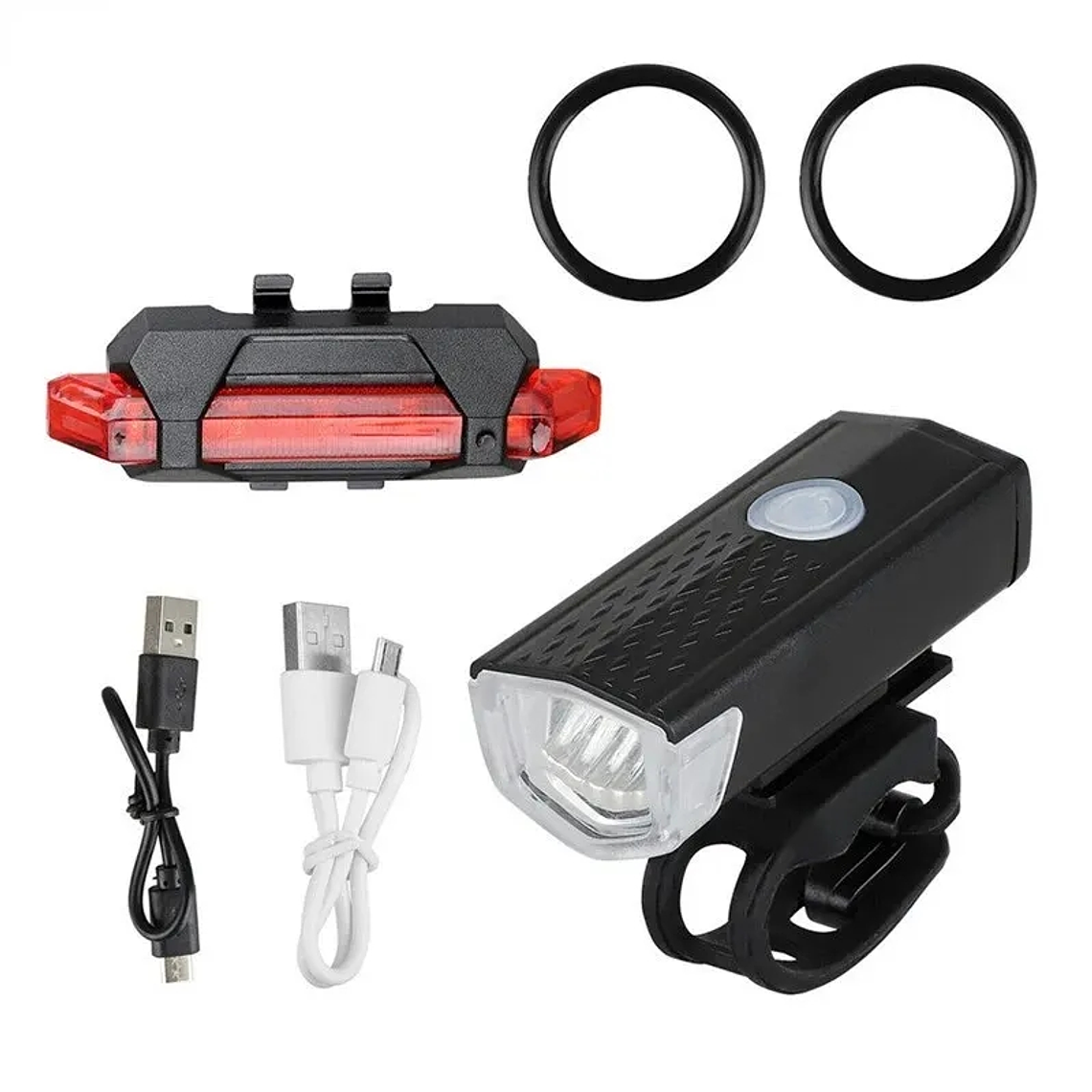 KIT FAROL BIKE FRONTAL + LANTERNA PISCA TRASEIRO LED Recarregável a  PROVA d'Água 7
