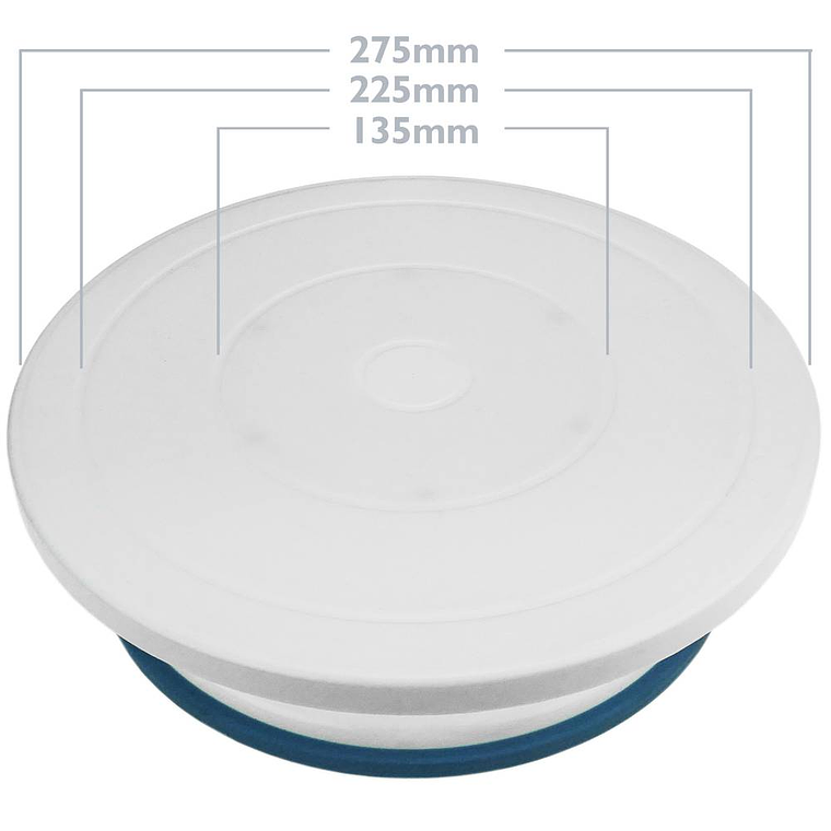 Base giratória para bolos de 28 cm com 6 espátulas. Plataforma giratória branca 5