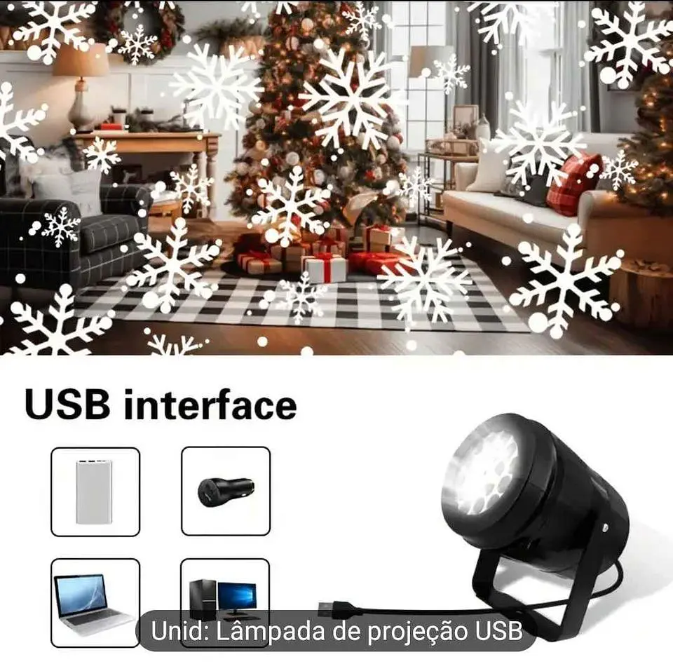 Enfeite de Natal / Led Usb / Luz Projeção / Luzes Podem Mudar  4