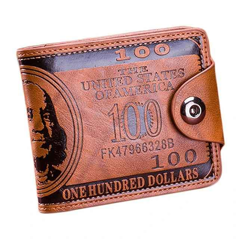 Carteira de couro masculina com padrão dólar americano 2