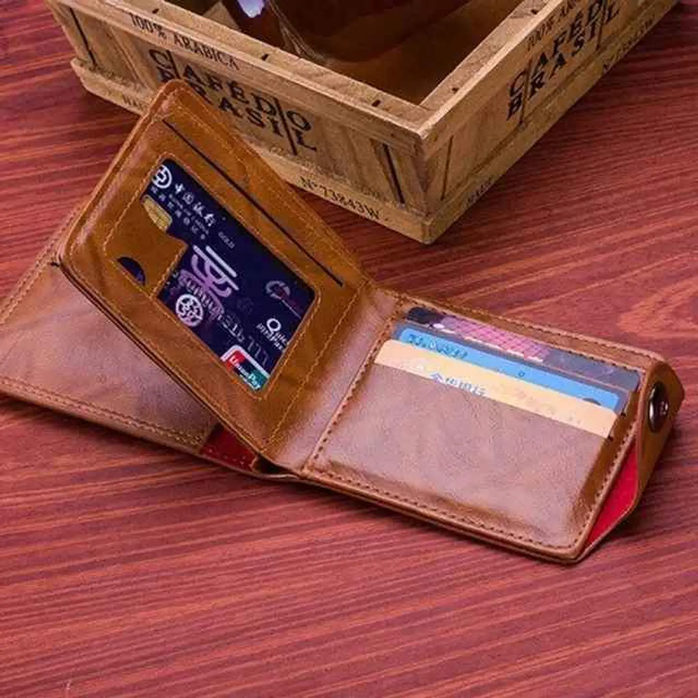 Carteira de couro masculina com padrão dólar americano 3