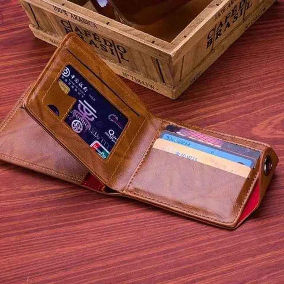 Carteira de couro masculina com padrão dólar americano 3