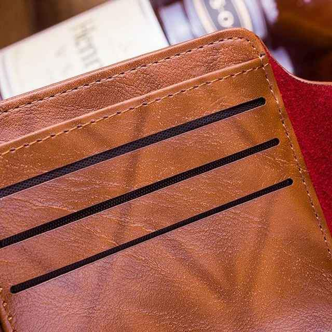 Carteira de couro masculina com padrão dólar americano 5