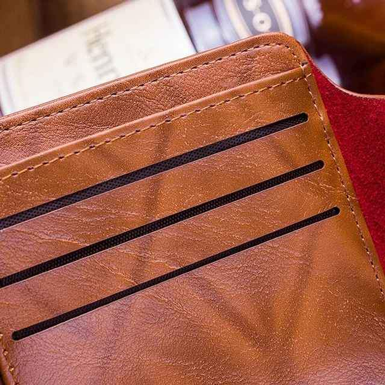 Carteira de couro masculina com padrão dólar americano 5