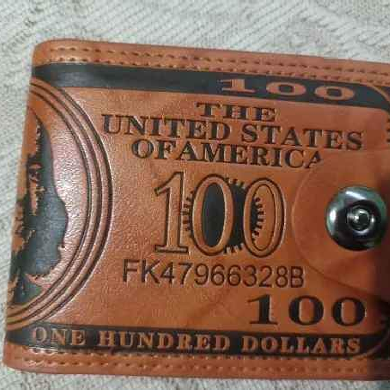 Carteira de couro masculina com padrão dólar americano 6