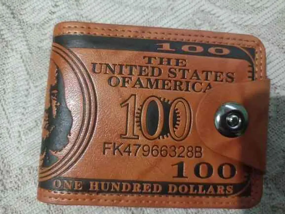 Carteira de couro masculina com padrão dólar americano 6