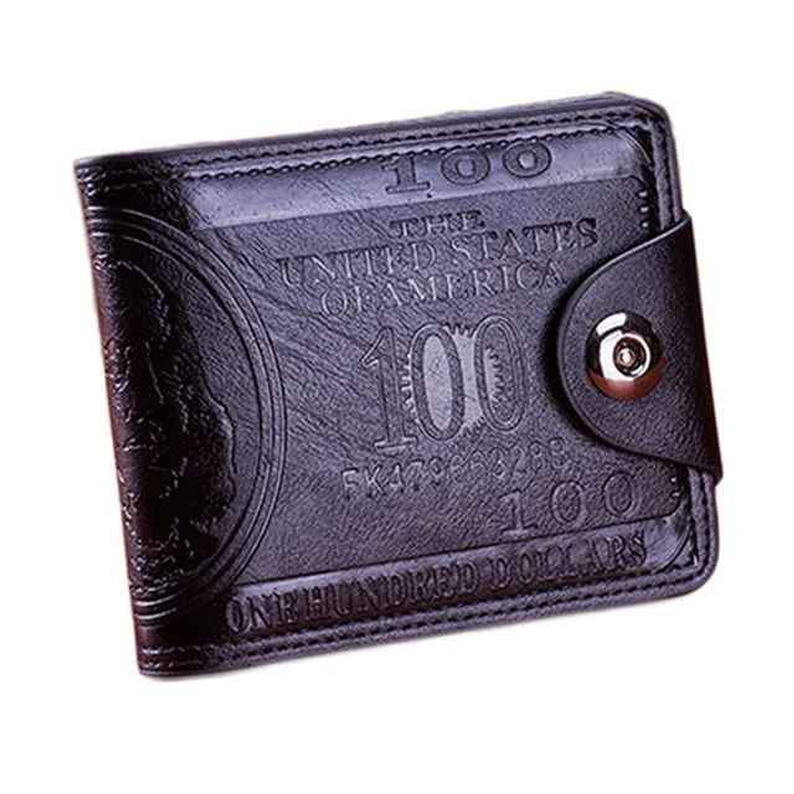Carteira de couro masculina com padrão dólar americano 7