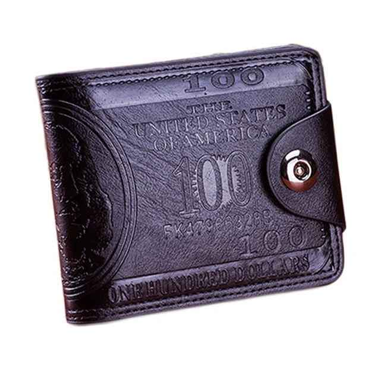 Carteira de couro masculina com padrão dólar americano 7