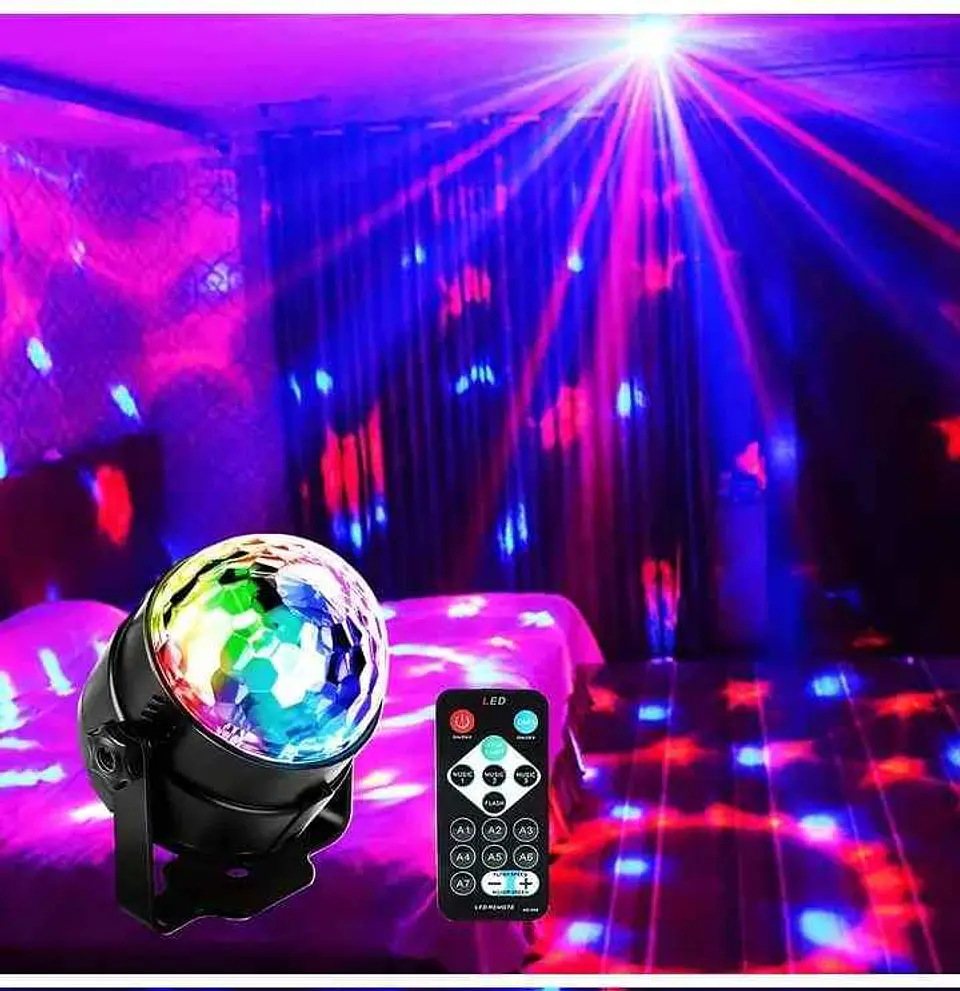 Luzes aclivadas por som para festas com comando 1