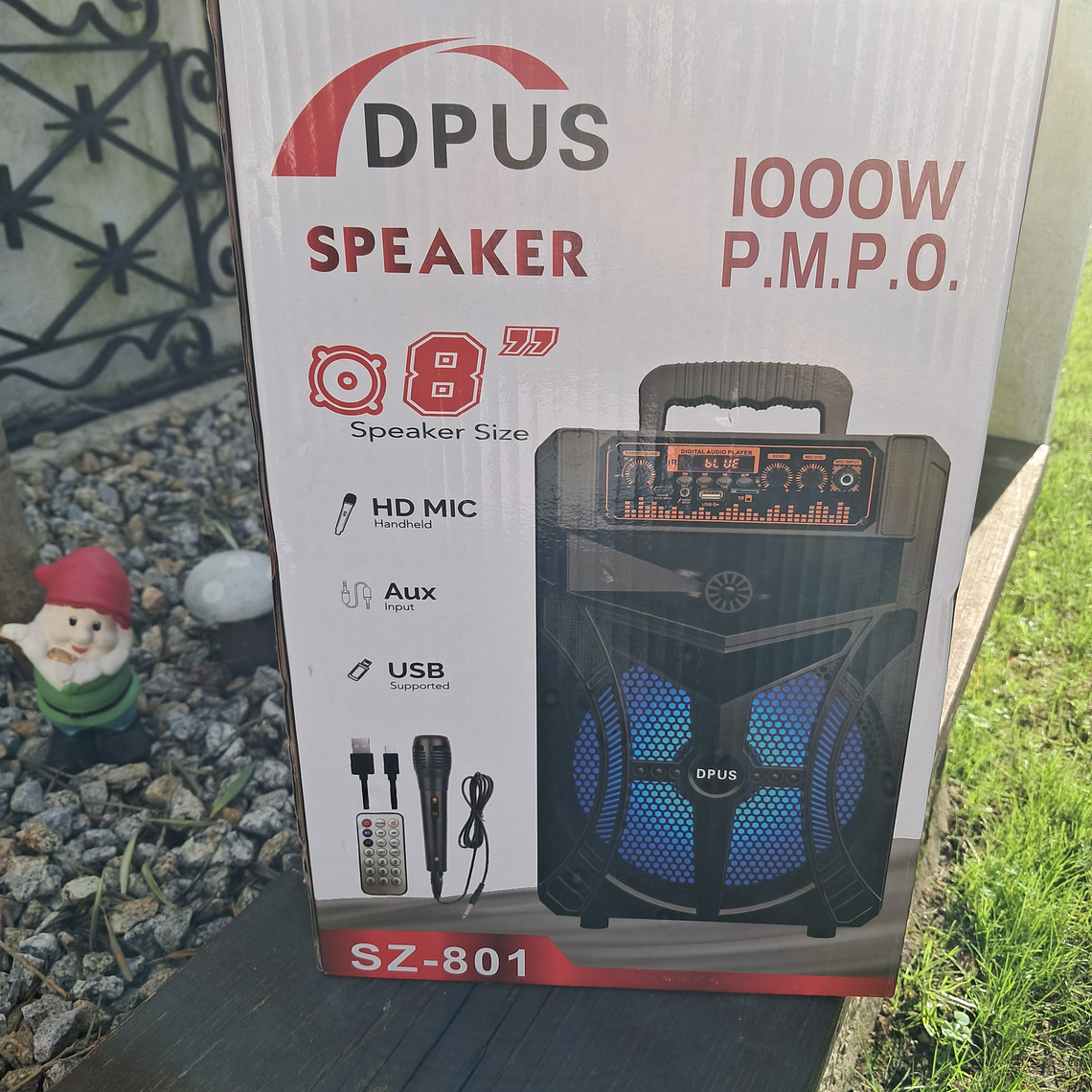 Coluna para karaoke com microfone e comando  7