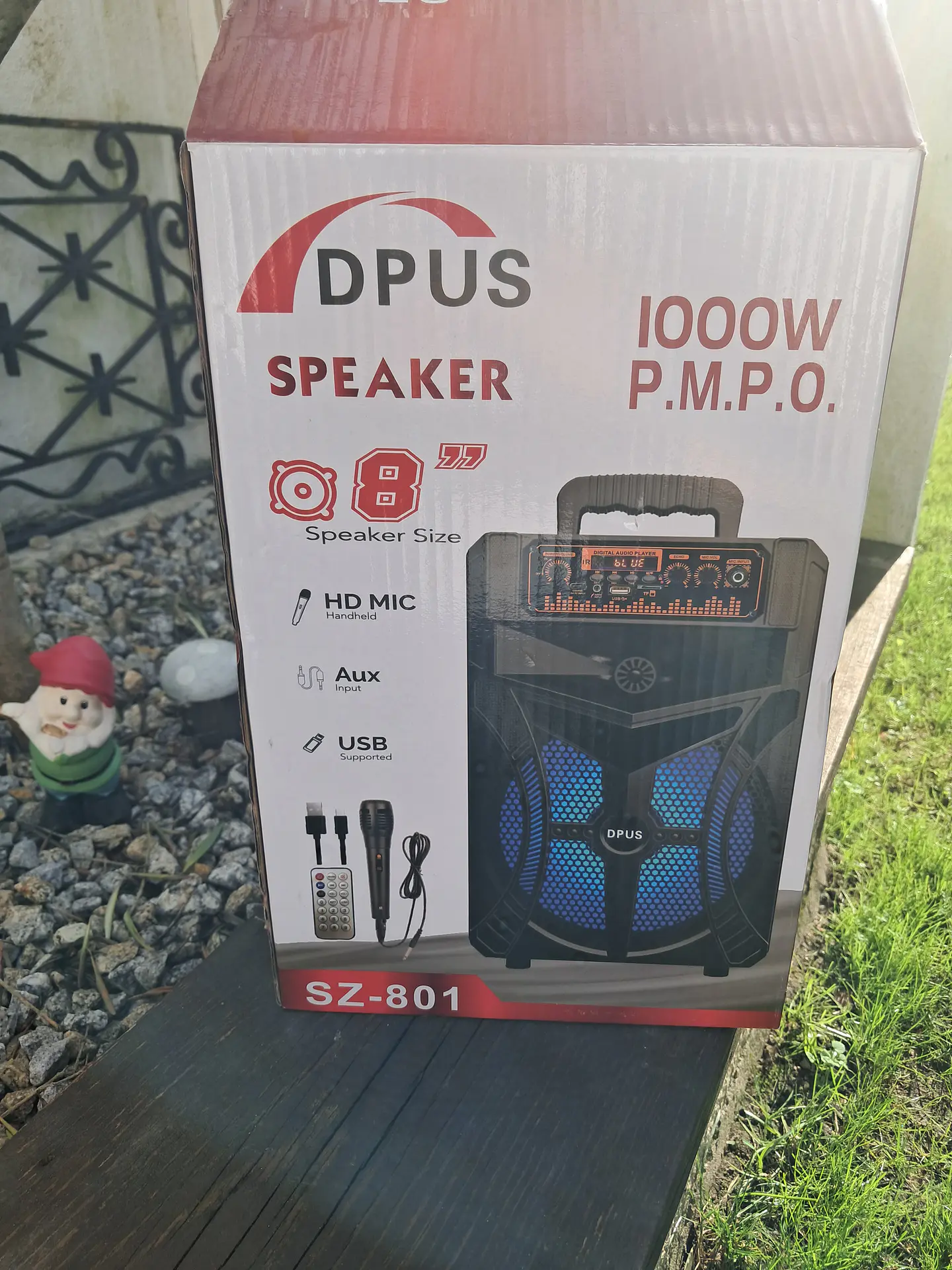 Coluna para karaoke com microfone e comando  7
