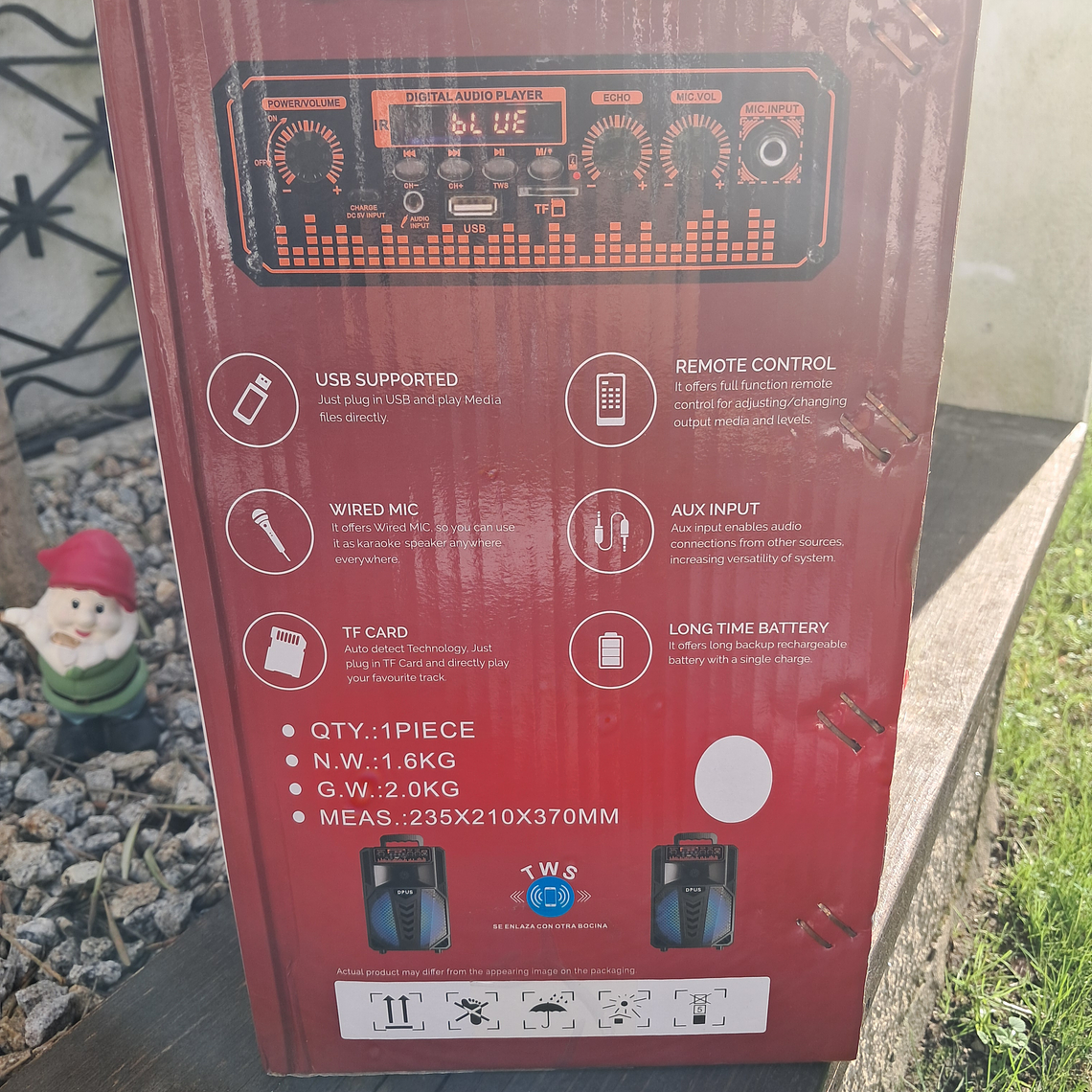 Coluna para karaoke com microfone e comando  8