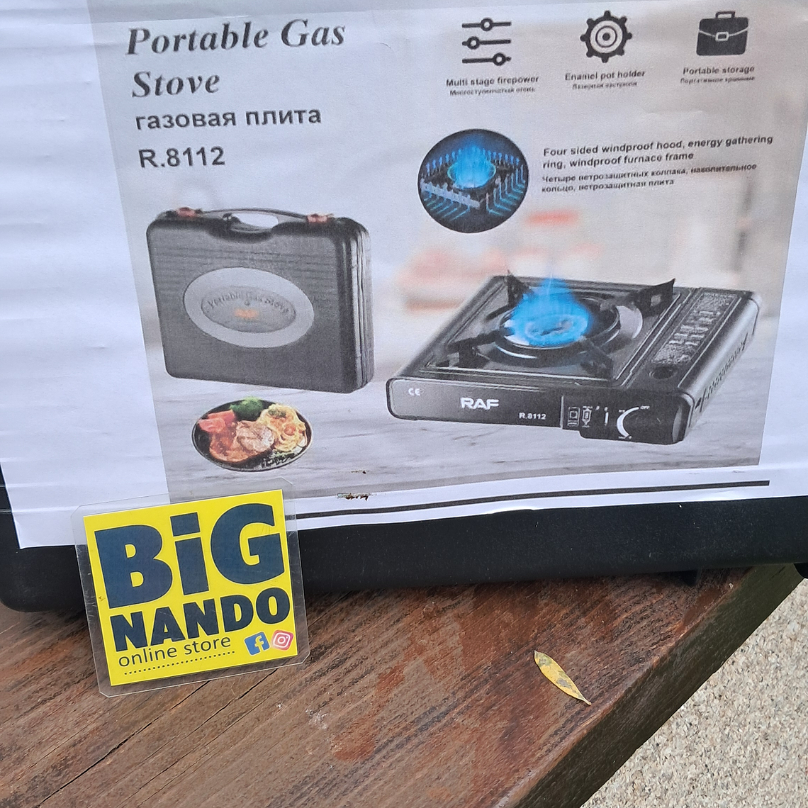 Fogão de Campismo a Gás Portátil, para cartuxo ou botija com mala 4