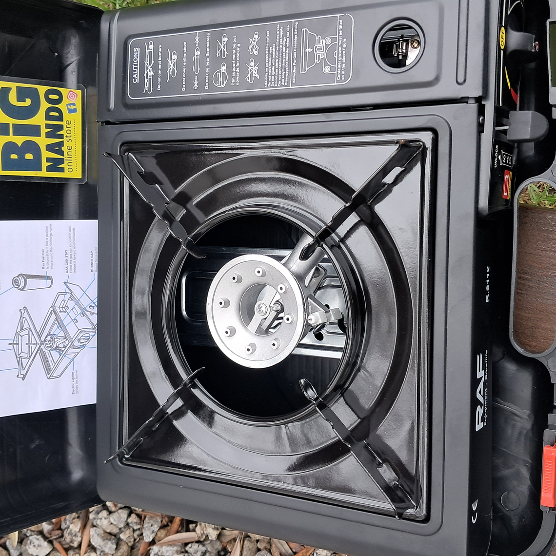 Fogão de Campismo a Gás Portátil, para cartuxo ou botija com mala 3