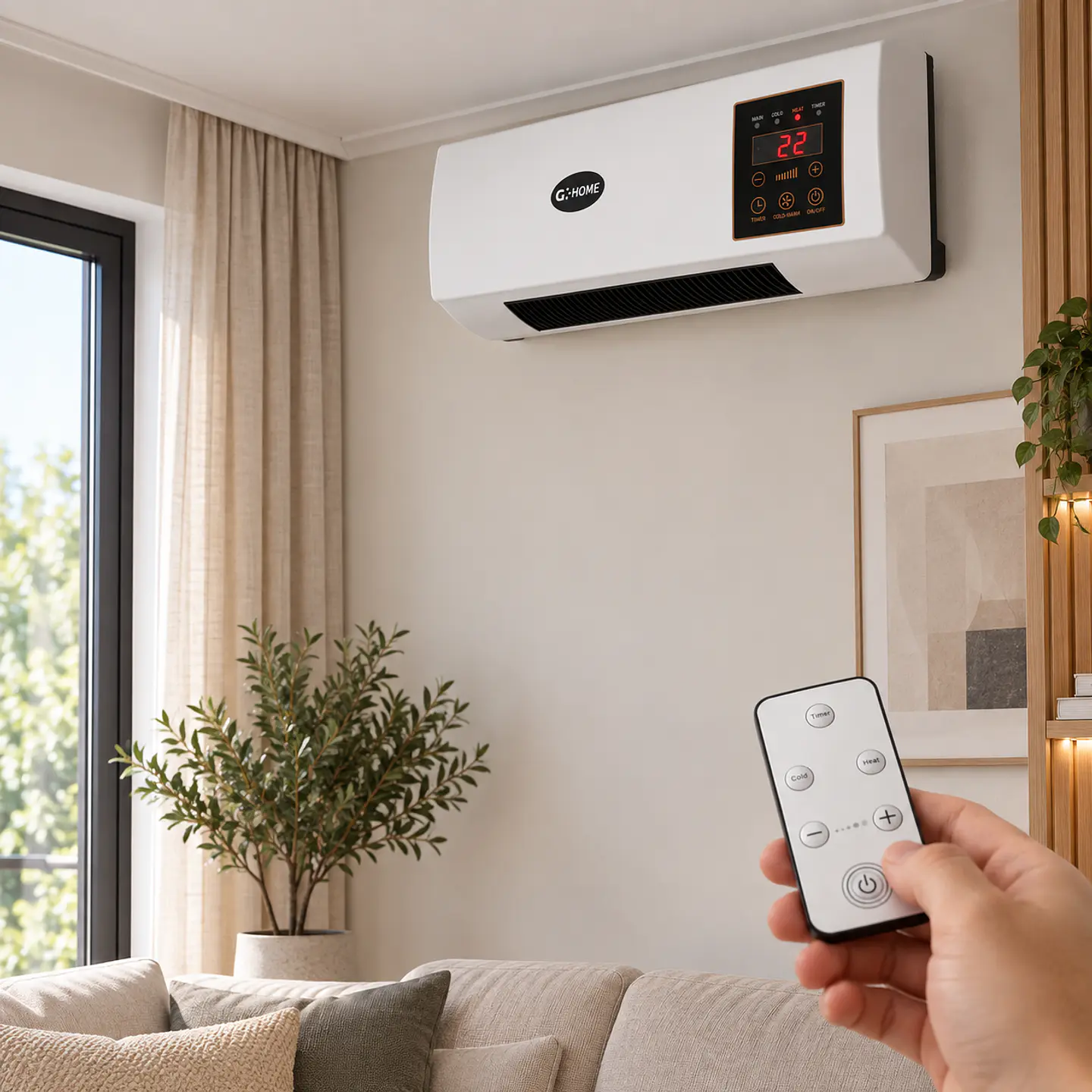 Aquecedor + Ventilador  tipo ar condicionado com comando remoto 2