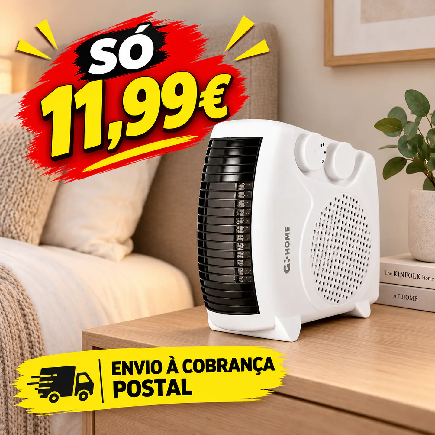 Aquecedor de Resistência + Ventilador 500W Branco 1