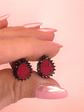 Brinco com Pedra em Imitação de Rubi e Zircônia - Thumbnail 1