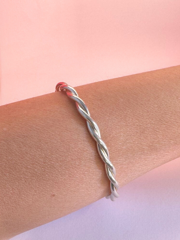 Bracelete Estilo Trançado Prateado 1