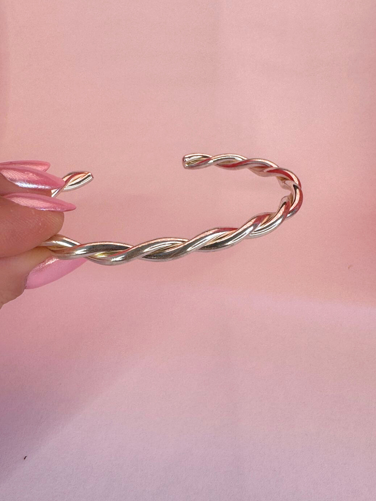 Bracelete Estilo Trançado Prateado 2