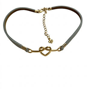 choker couro coração 