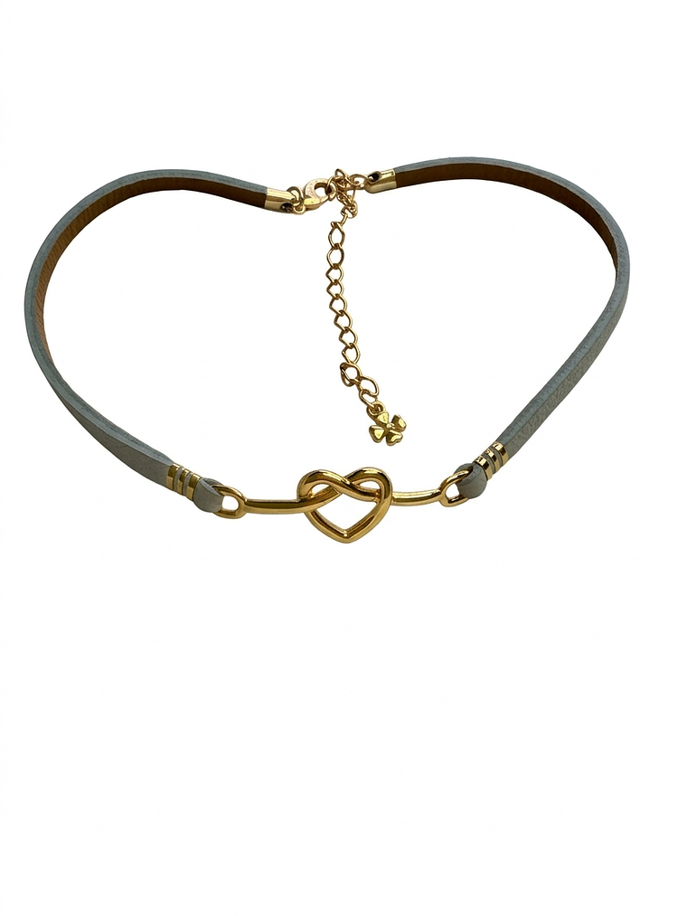 choker couro coração  1