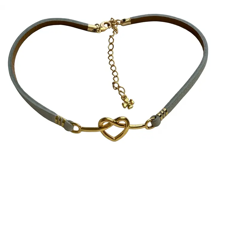 Choker Couro Coração  1