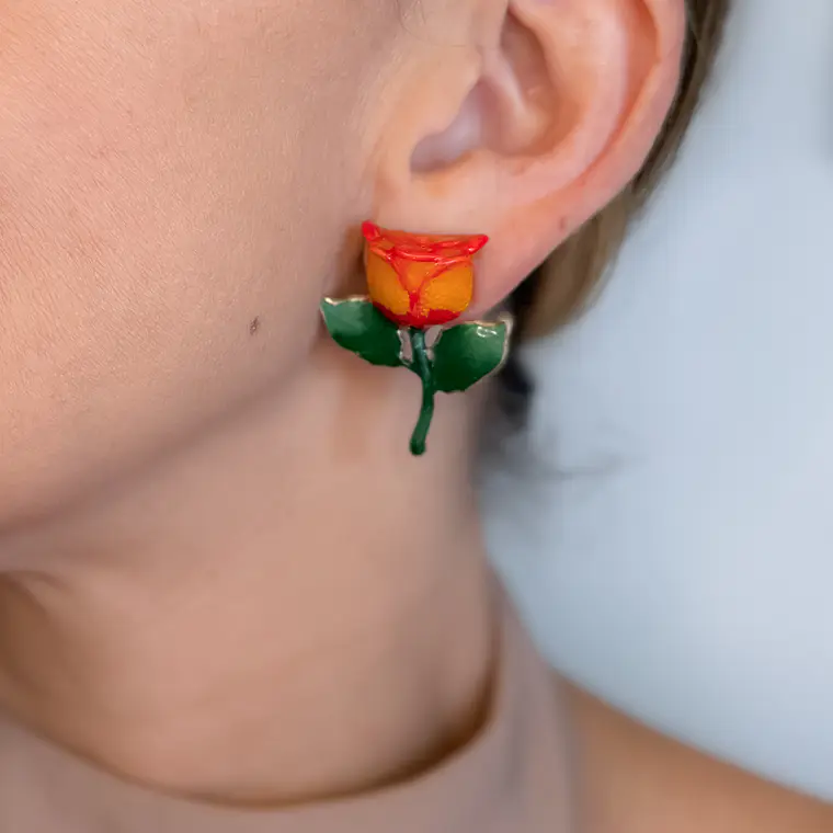 Brinco Rosa Esmaltado  1
