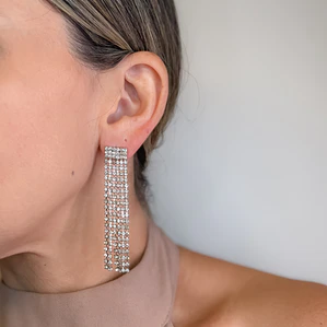 Brinco Franja Strass