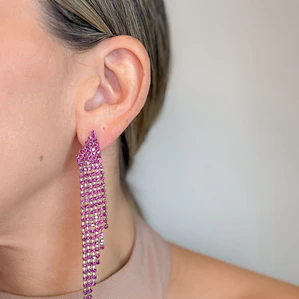 Brinco Franja Strass Color 