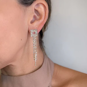 Brinco Strass Franja 