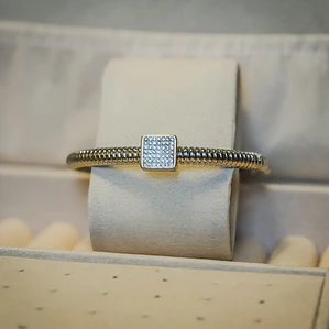 Bracelete zircônia quadrado dois Banhos 